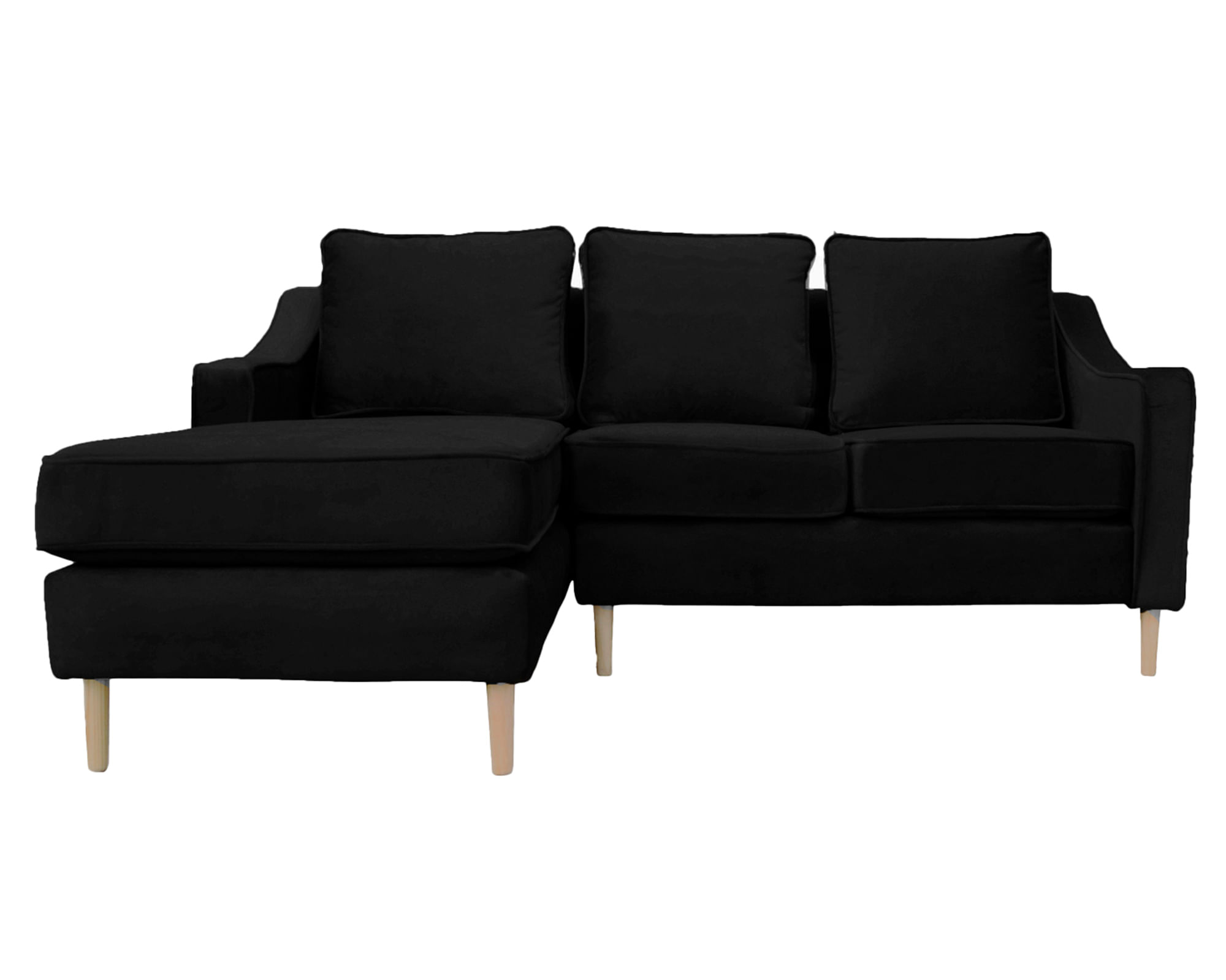 Sofás Home Sofá seccional 3 cuerpos Barcelona felpa negro