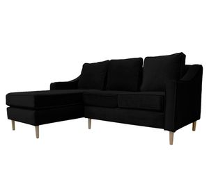 Sofá seccional 3 cuerpos Barcelona felpa negro