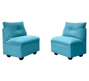 Set 2 butacas 1 cuerpo Mateo chenille PP turquesa