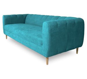 Sofá 3 cuerpos Lynette chenille turquesa
