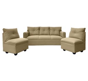 Juego de living 5 cuerpos Mateo chenille PP beige