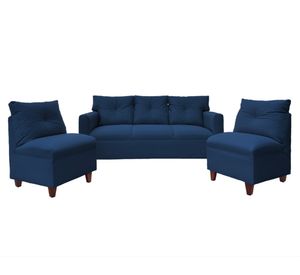 Juego de living 5 cuerpos Mateo chenille PM azul