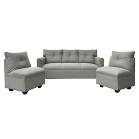 Juego de living 5 cuerpos Mateo chenille PP gris
