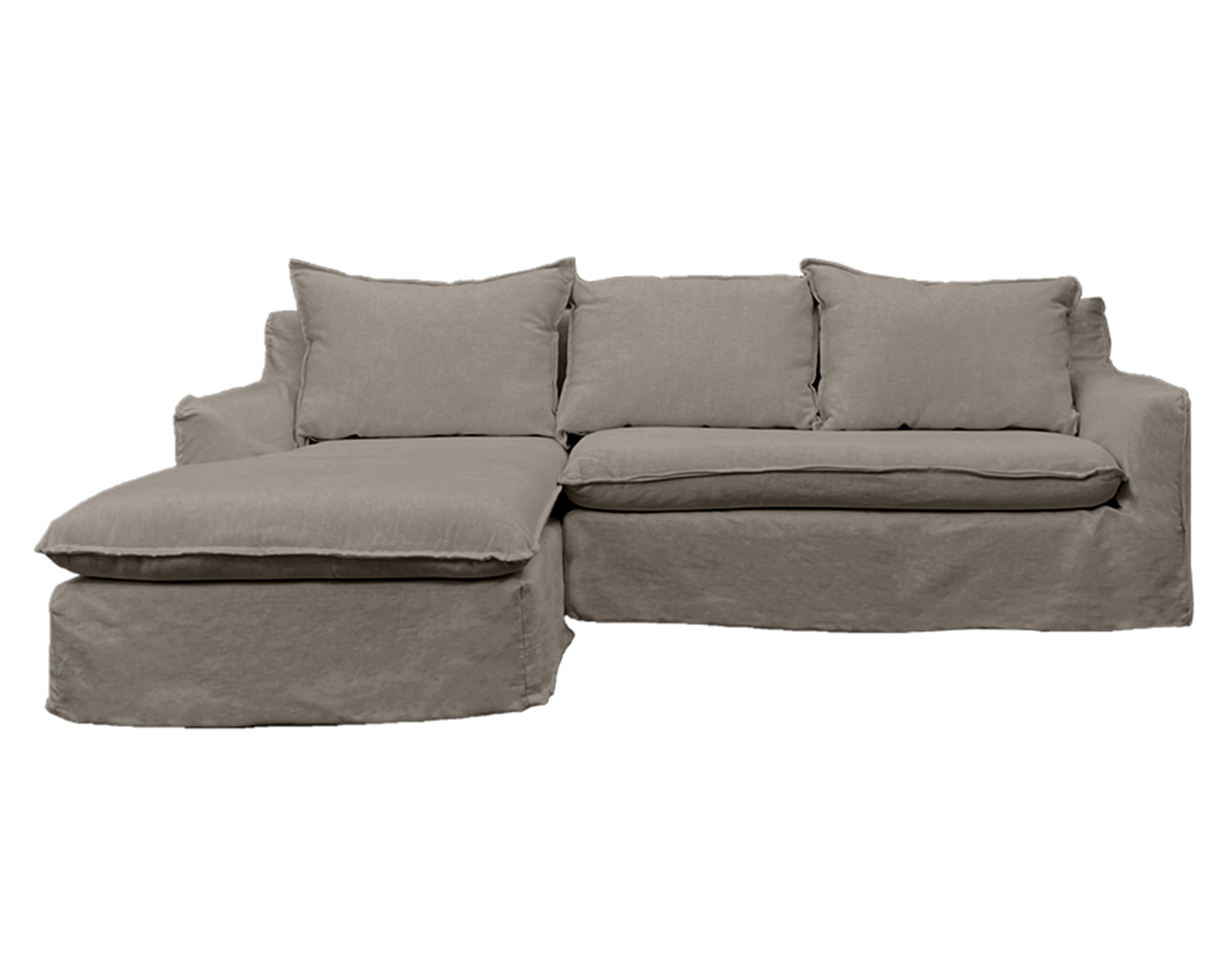 Sofás Home Seccional 3 cuerpos Queule lino gris piedra