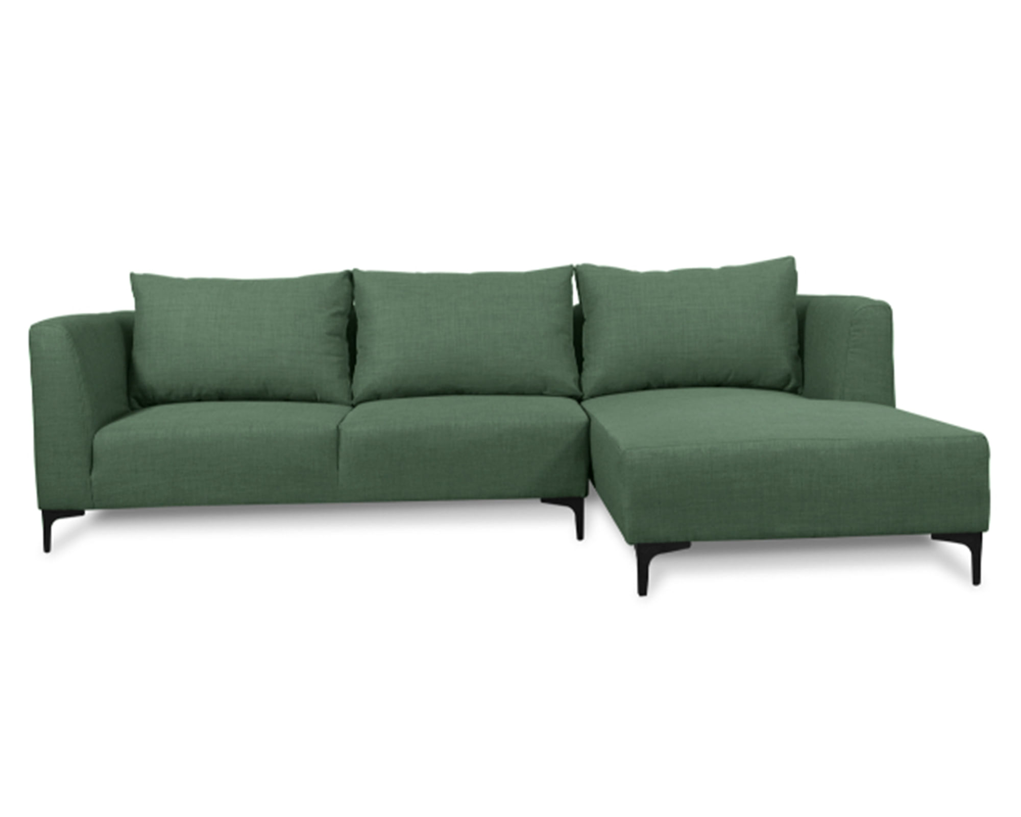 Sofás Home Seccional 3 cuerpos Suria chenille verde