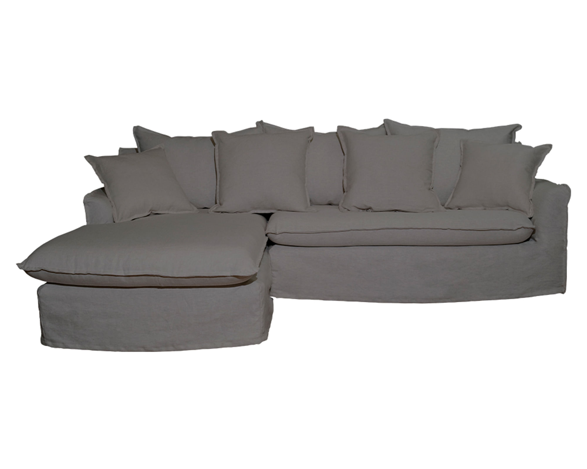 Sofás Home Seccional 3 cuerpos Palena lino gris piedra