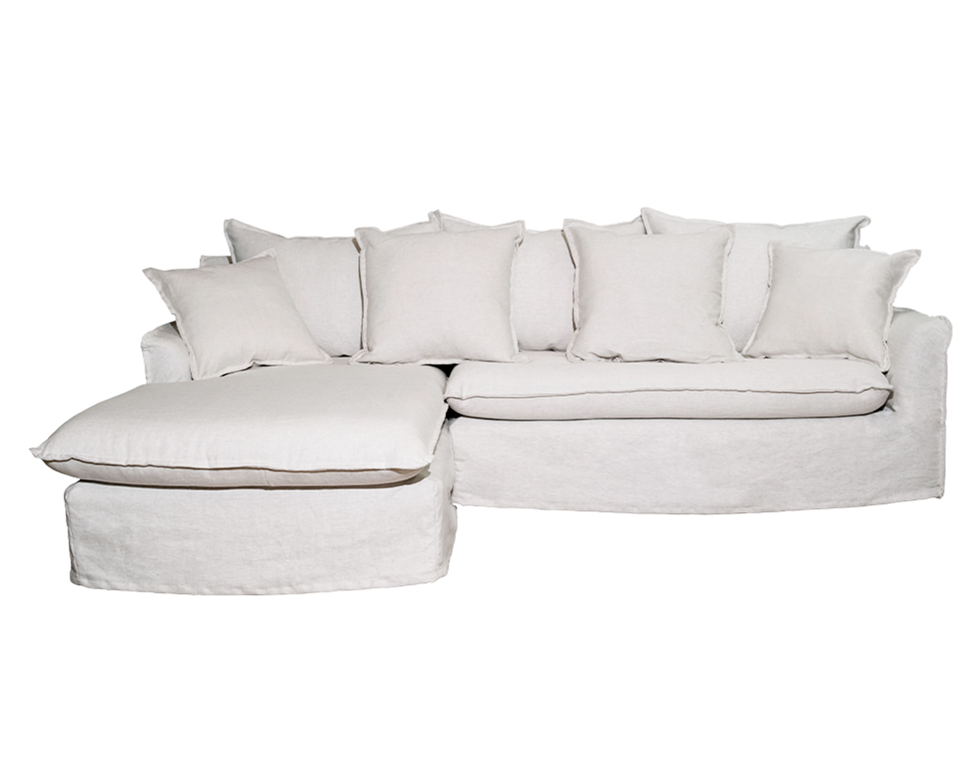 Sofás Home Seccional 3 cuerpos Palena lino blanco hueso