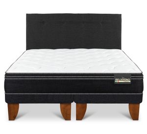 Cama europea Belsogno Premium 2 plazas base dividida + respaldo black