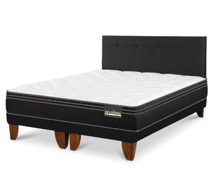 Cama europea Belsogno Premium 2 plazas base dividida + respaldo black