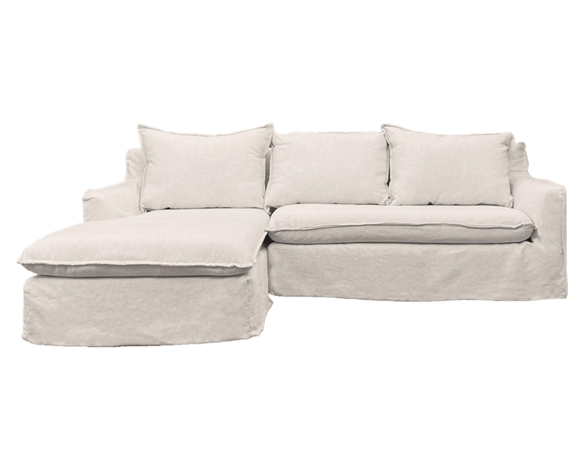 Sofás Home Seccional 3 cuerpos Queule lino blanco hueso