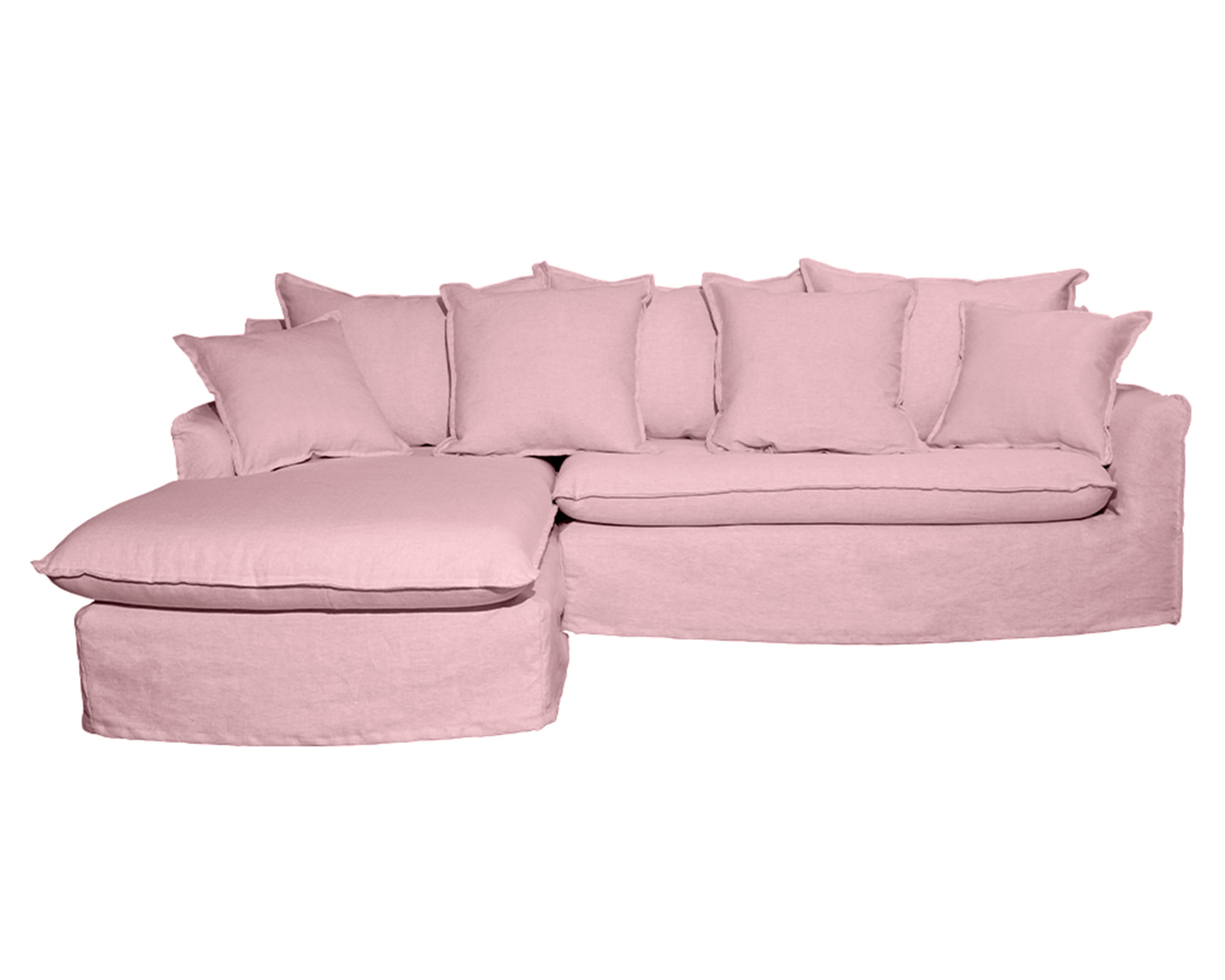 Sofás Home Seccional 3 cuerpos Palena lino palo rosa