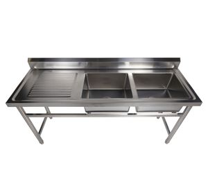 Lavafondo 2 tachos RLF-2T-SI secador izquierdo inox 90x180x60 cm