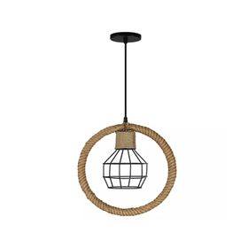 Lámpara colgar E27 1L estilo Rústico circular