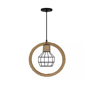 Lámpara colgar E27 1L estilo Rústico circular