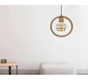 Lámpara colgar E27 1L estilo Rústico circular