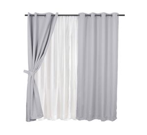 Set cortina 140x220 cm Frutillar gris 8 piezas