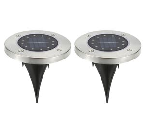 Estaca solar LED 2W 1L luz cálida plateado 2 unidades