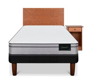 Cama europea Nuvola 1.5 plazas + set Villarrica caramelo