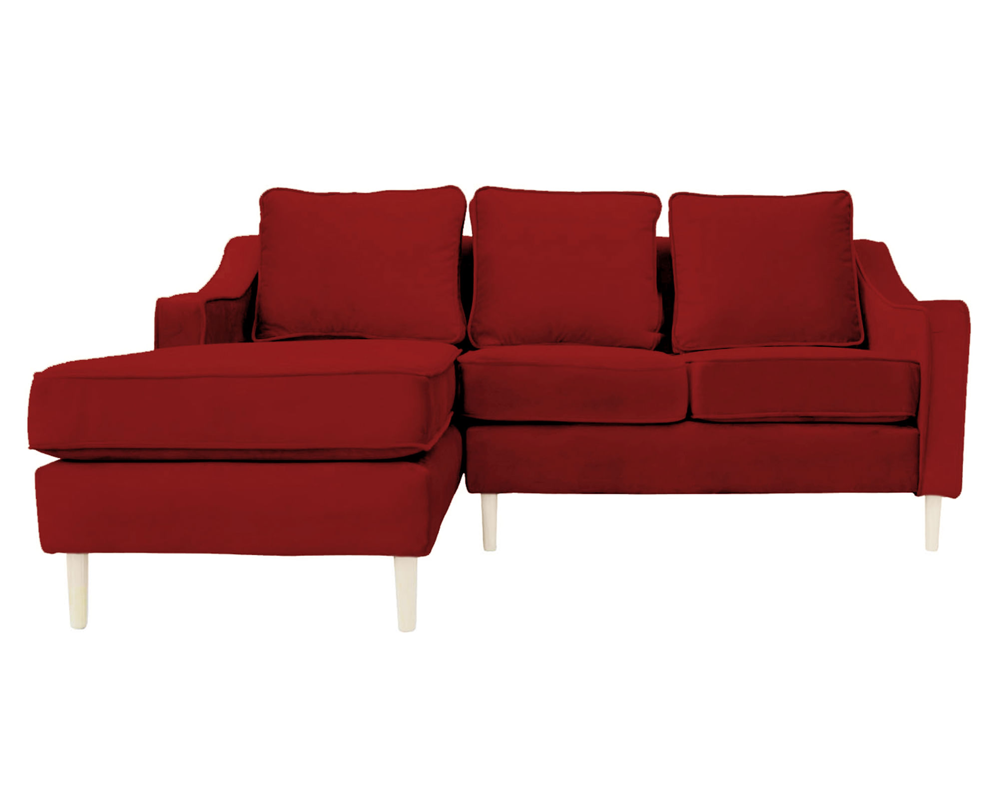 Sofás Home Sofá seccional 3 cuerpos Barcelona felpa rojo