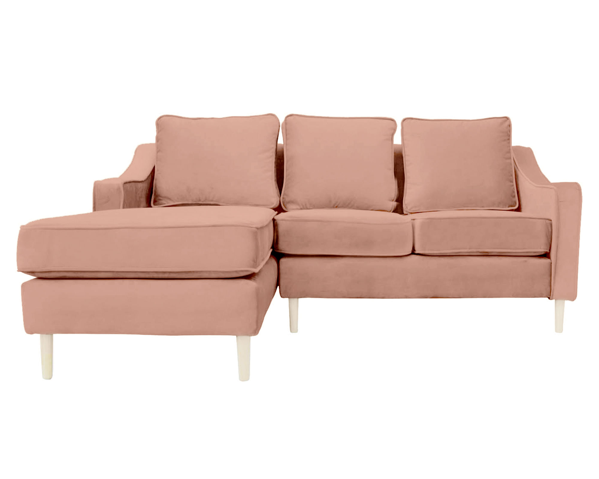 Sofás Home Seccional 3 cuerpos Barcelona felpa palo rosa