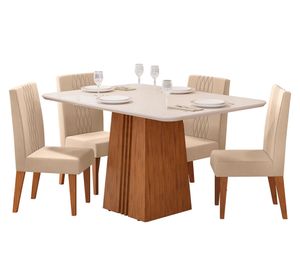 Juego comedor 4 sillas Italia lia café/beige