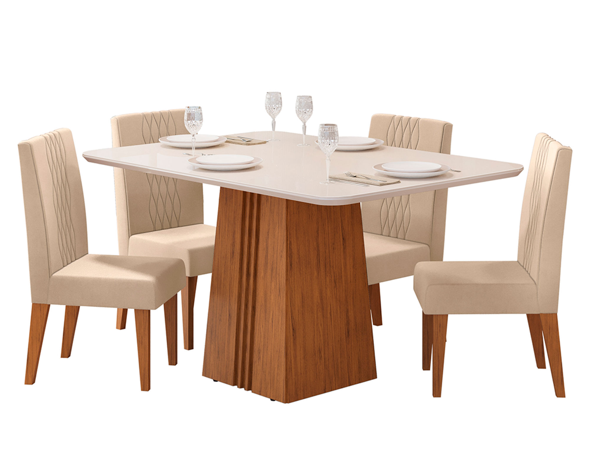 VekkaHome Juego comedor 4 sillas Italia lia café/beige