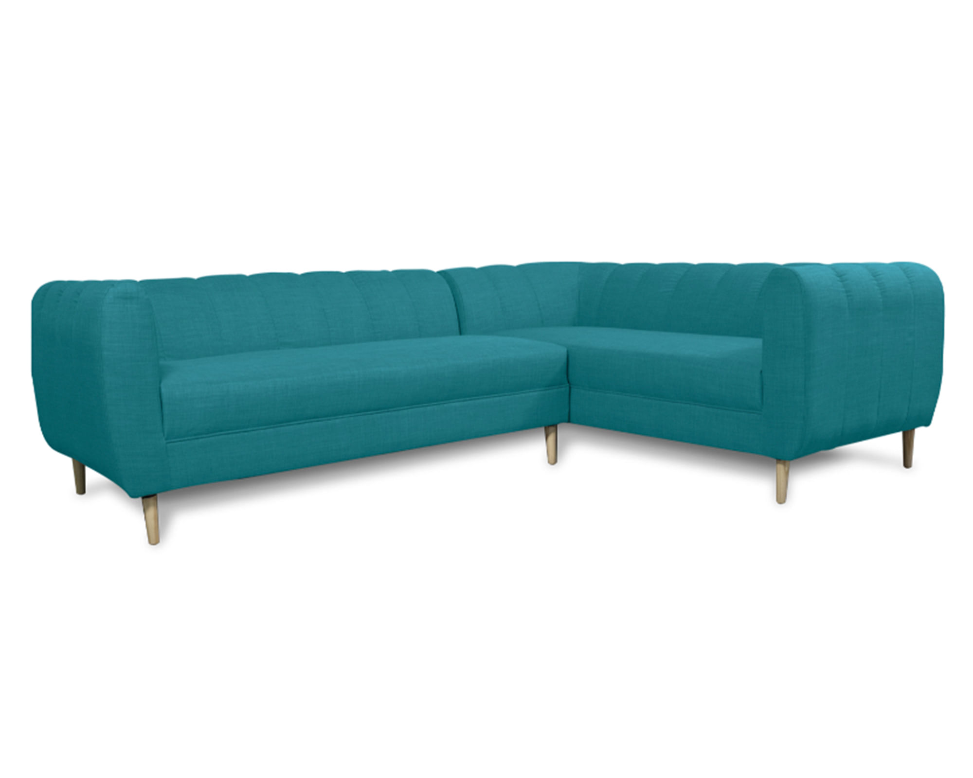 Sofás Home Seccional 3 cuerpos Lynette chenille turquesa