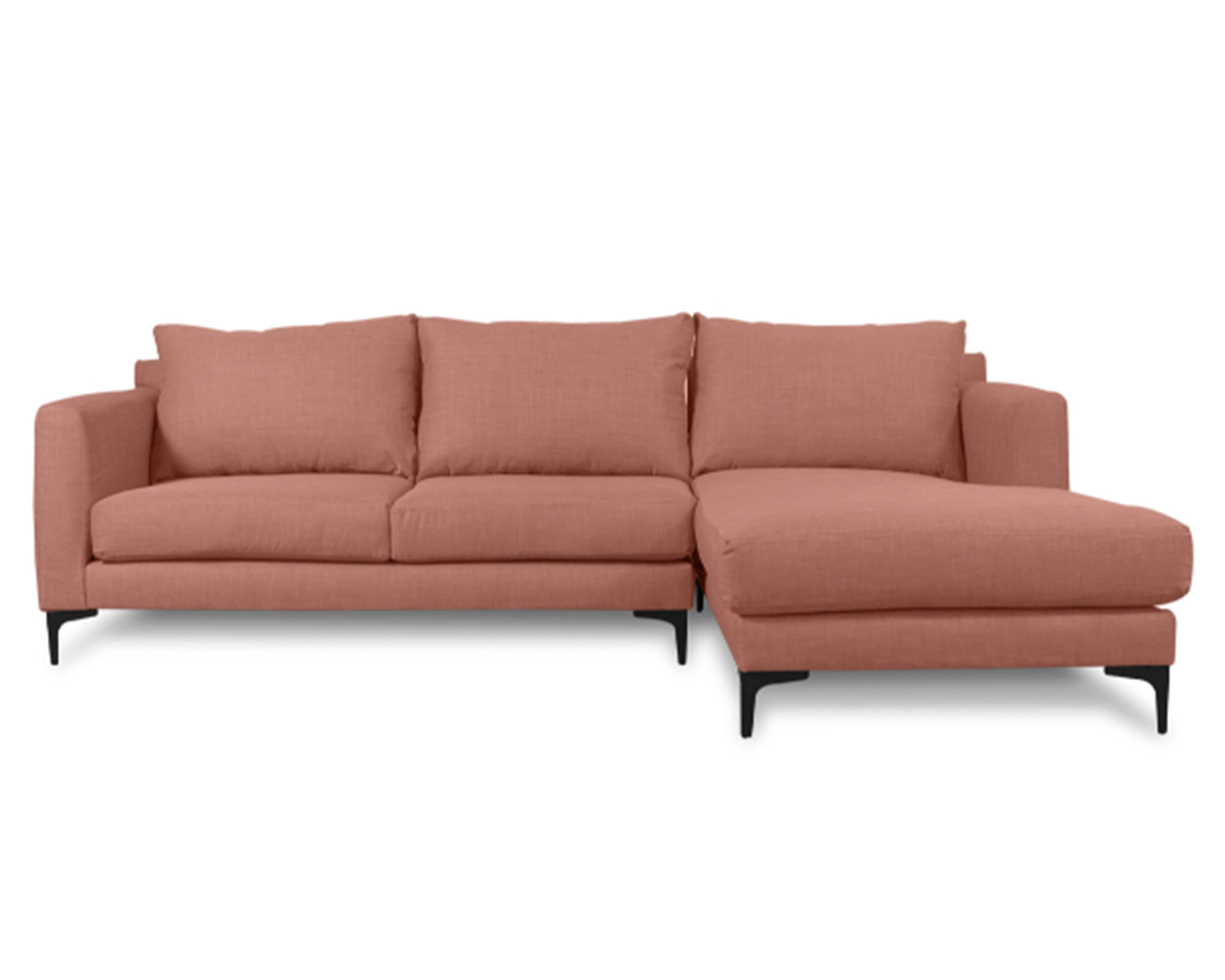 Sofás Home Seccional 3 cuerpos Kaile chenille palo rosa