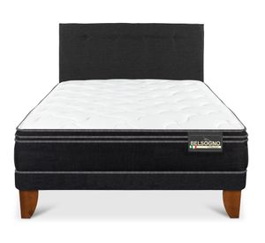 Cama europea Belsogno Premium 1.5 plazas + respaldo black