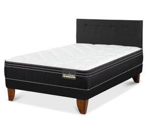 Cama europea Belsogno Premium 1.5 plazas + respaldo black