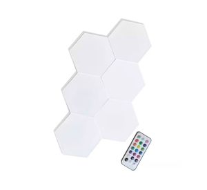 Set 6 apliqués LED hexagonales luz RGB con control remoto