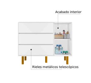 Cómoda Olivia blanco 3 cajones 1 puerta