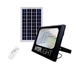 Proyector LED con panel solar negro 200W 27 cm luz fría
