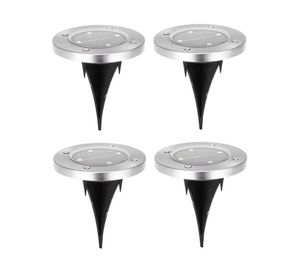 Estaca solar LED 2W 1L luz fría Jardín plateado 4 unidades