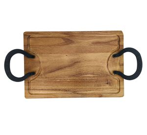 Tabla acacia Asas fierro 50x35x2.4 cm