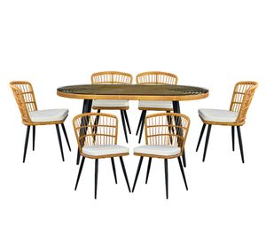 Comedor terraza 6 personas Londres cojín marfil