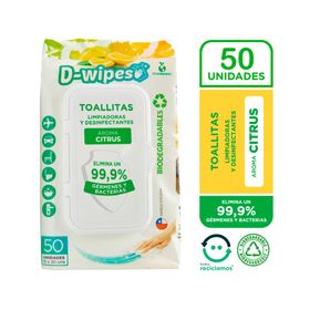Toallas húmedas desinfectantes Multiusos cítrico 50 un