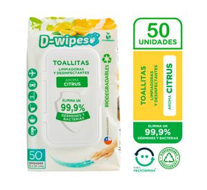 Toallas húmedas desinfectantes Multiusos cítrico 50 un