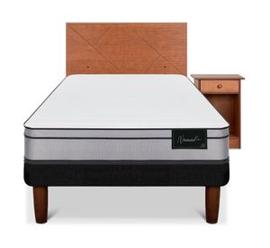 Cama europea Nuvola 1 plaza + set Villarrica caramelo