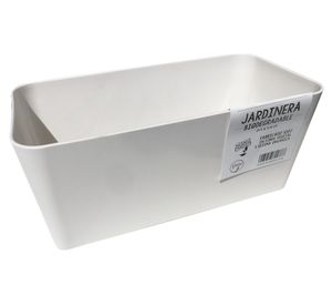 Jardinera con plato biobamboo blanco 16x34x15 cm