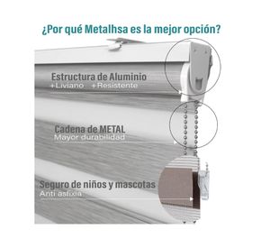 Cortina roller Dúo sin cenefa 90x250 cm gris