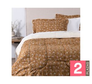 Plumón estampado sherpa India diseño 2 plazas