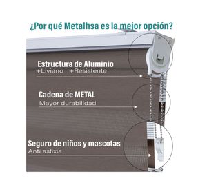 Cortina roller dúo sin cenefa 150x165 cm tostado