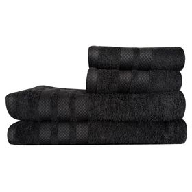 Set 2 toallas mano 45x70 cm + 2 toallas baño 70x130 cm negro