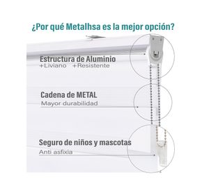 Cortina roller dúo sin cenefa 120x165 cm blanco