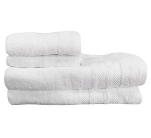 Set 2 toallas mano 45x70 cm + 2 toallas baño 70x130 cm blanco