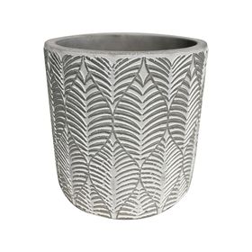 Macetero Hoja textura cemento 13.5x13 cm