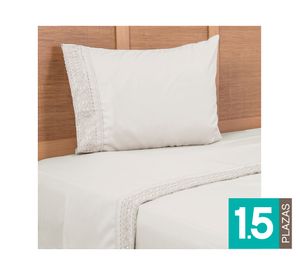 Juego sábanas 1.5 plazas microfibra beige