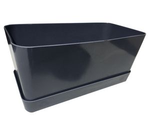 Jardinera con plato bio grafito 16x34x15 cm