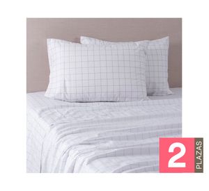 Juego sábanas 2 plazas 180 hilos Blanc